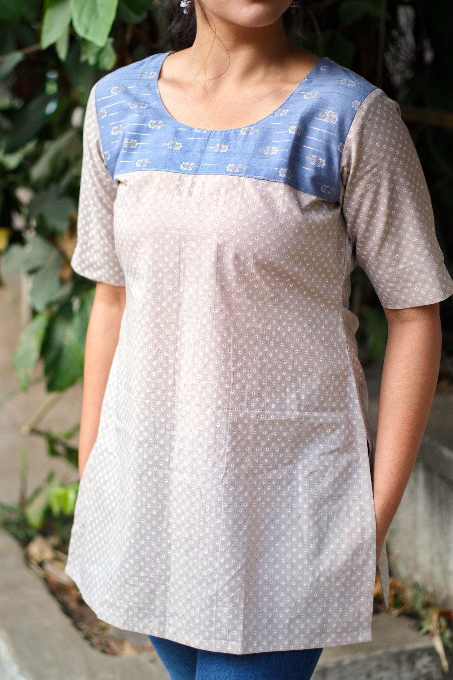 Zari butta print top