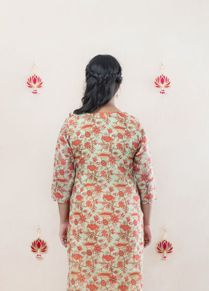 Pastel green chanderi kurta