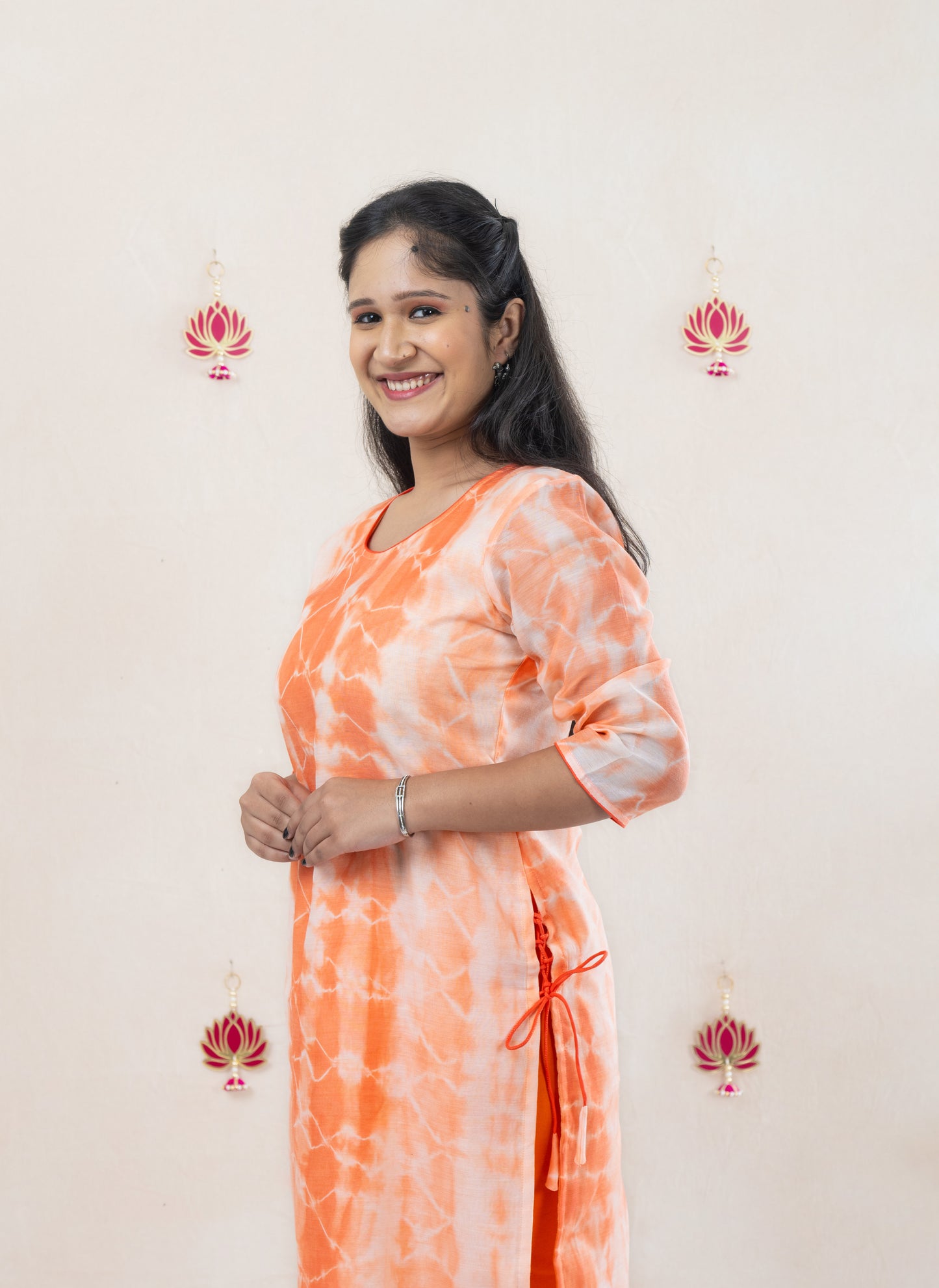 Orange tie and dye kurta