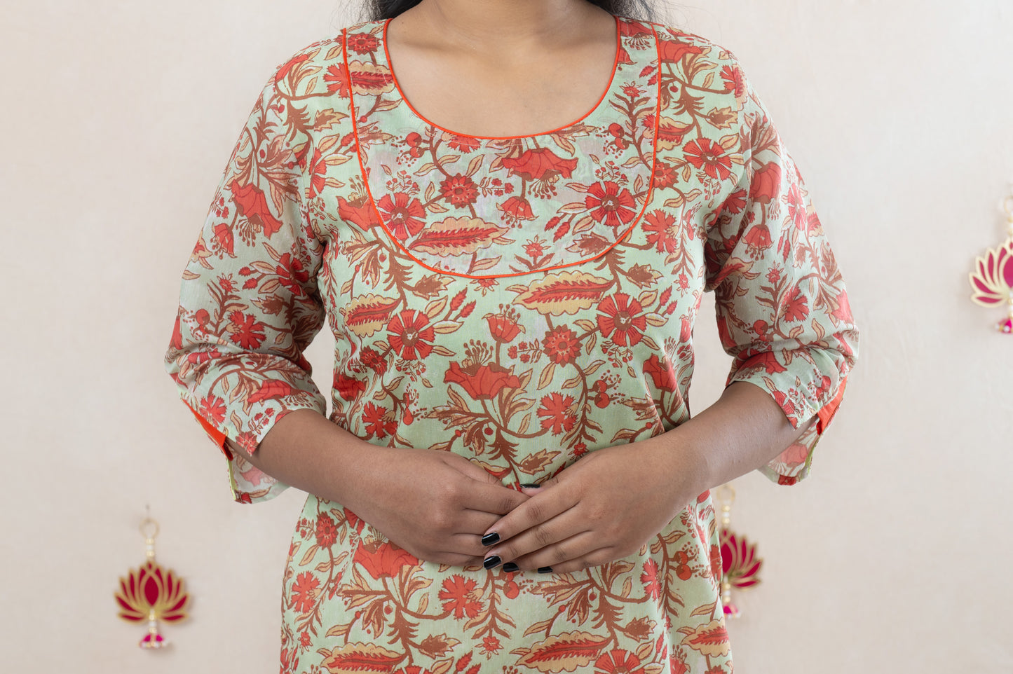 Pastel green chanderi kurta