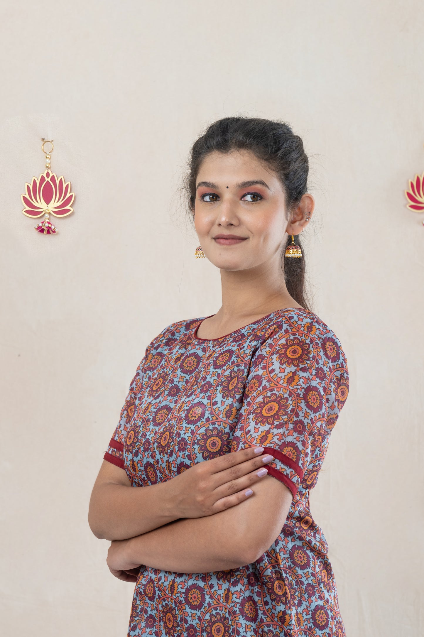 All over printed chanderi kurta