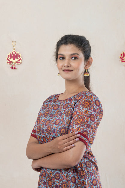 All over printed chanderi kurta