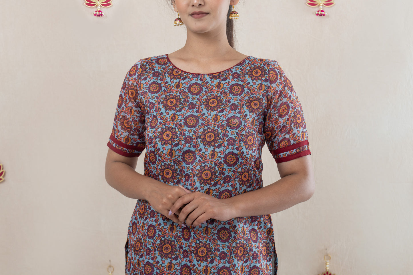 All over printed chanderi kurta