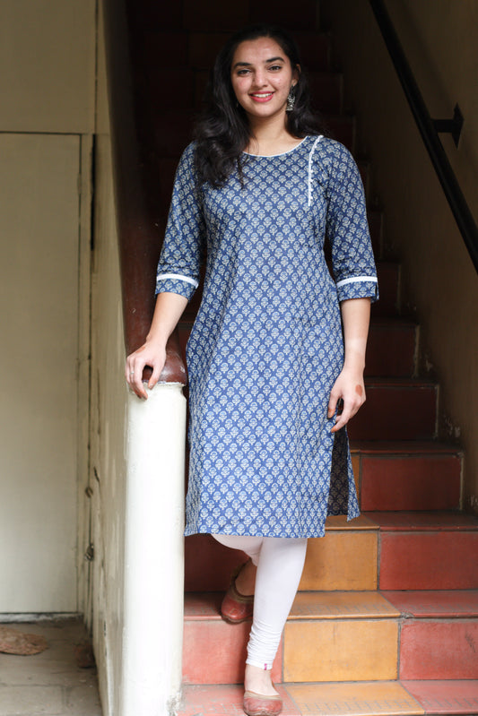 Neela floral kurta