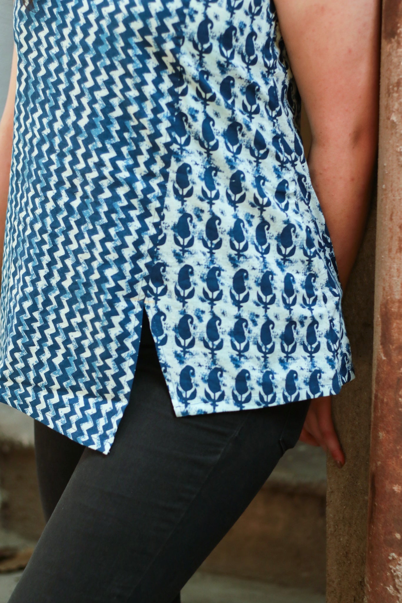 Indigo overlap short top