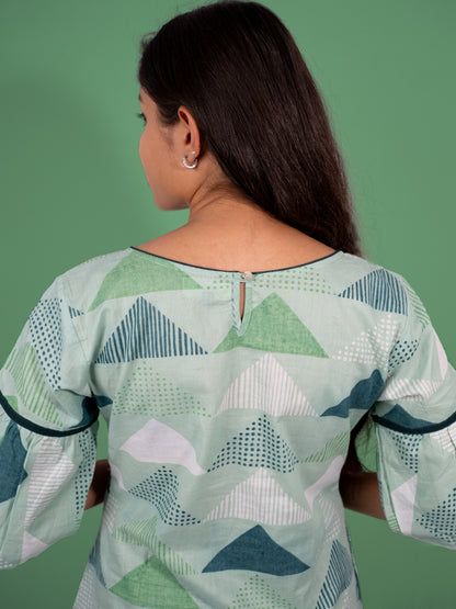 geometric print cotton casual kneelength dress