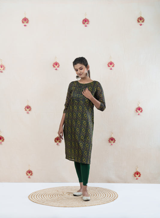 Pleated chanderi kurta