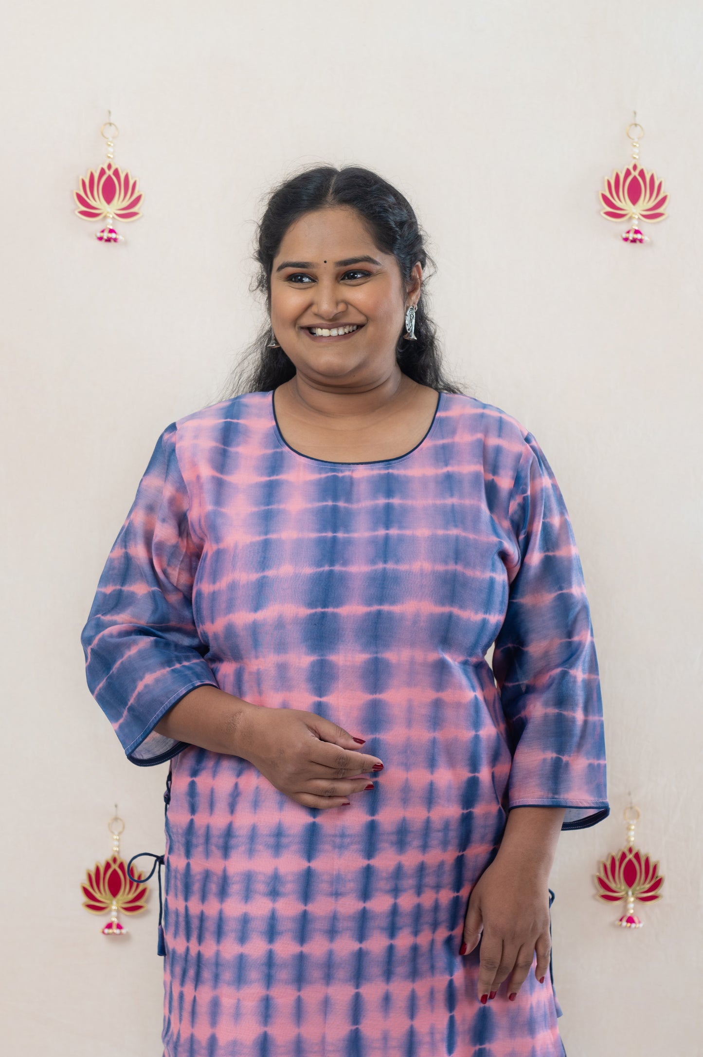 Pink tie-dye kurta