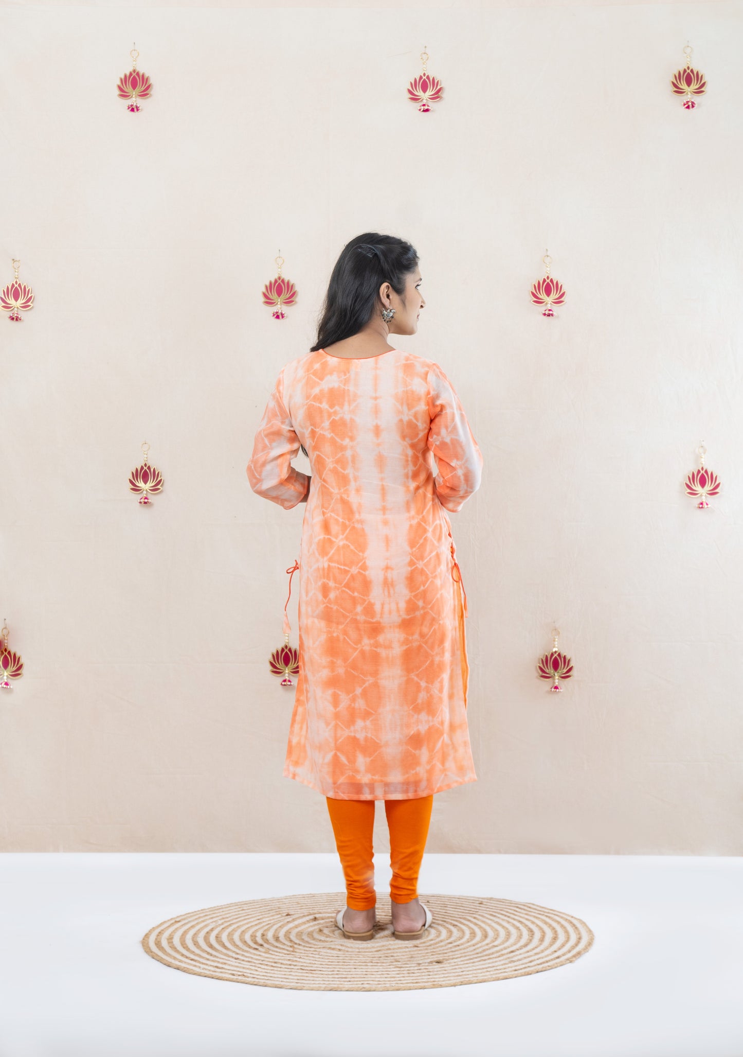 Orange tie and dye kurta