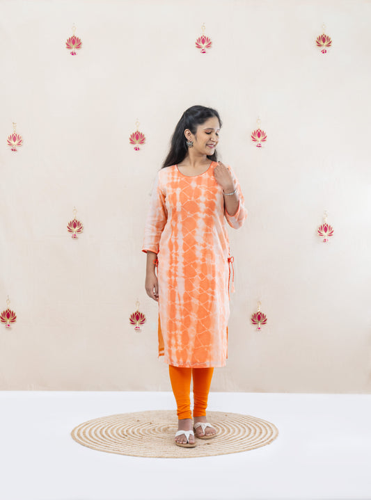 Orange tie and dye kurta