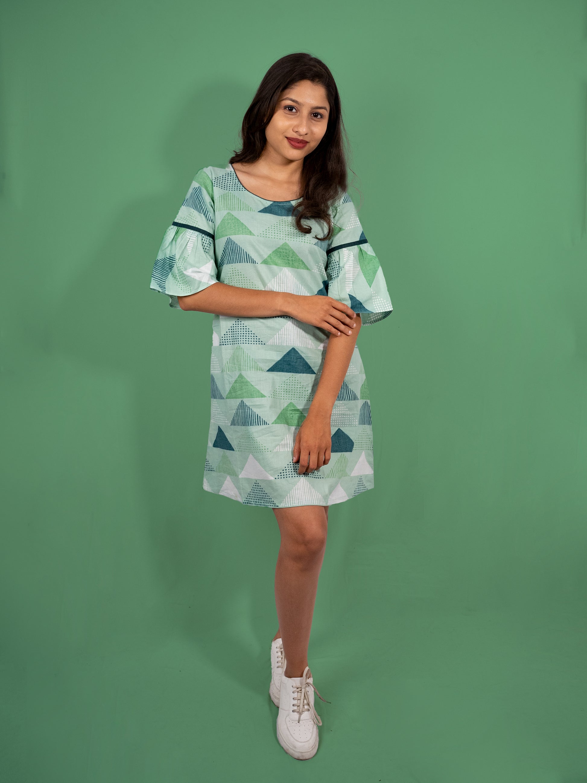 geometric print cotton casual kneelength 