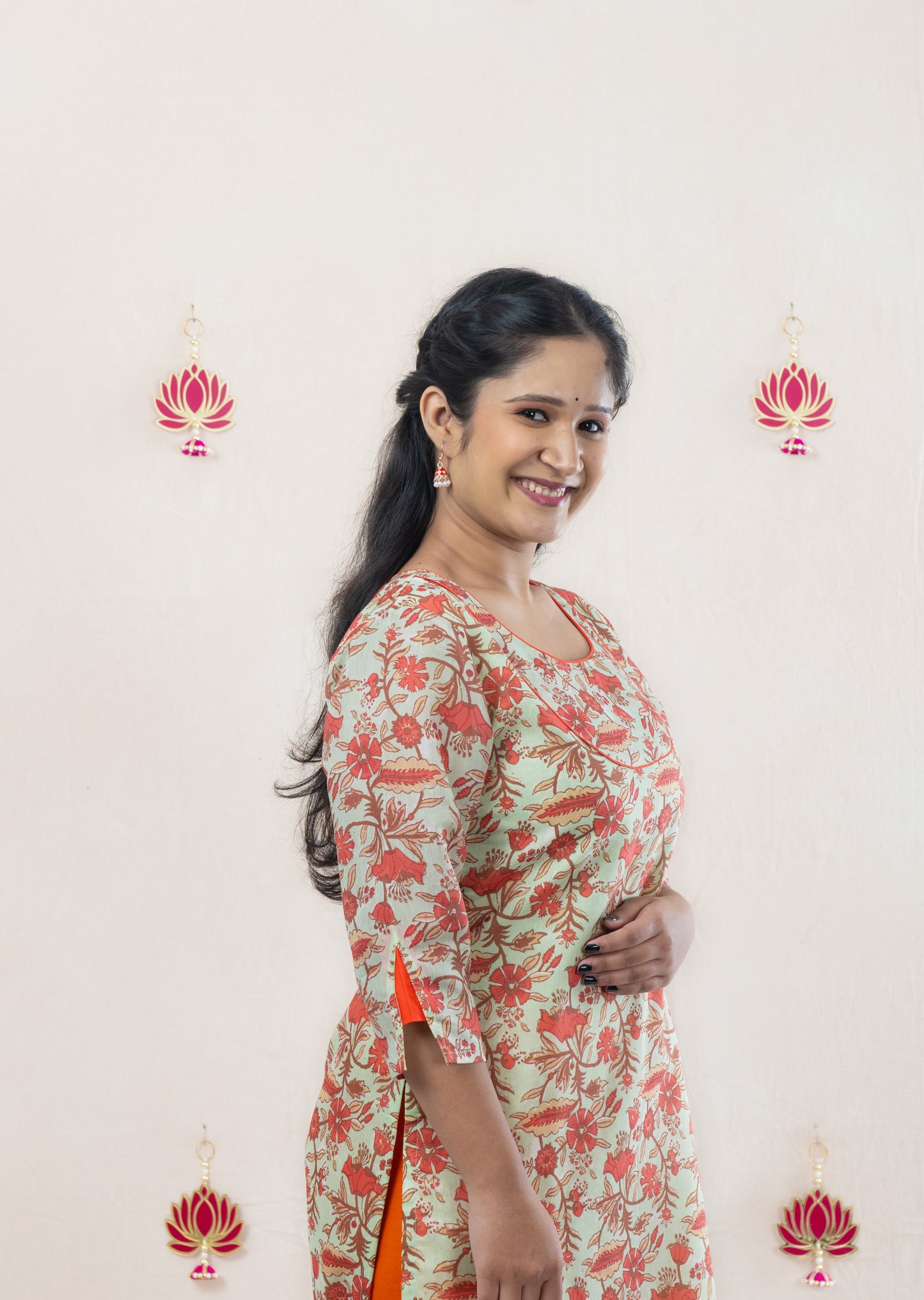 Pastel green chanderi kurta