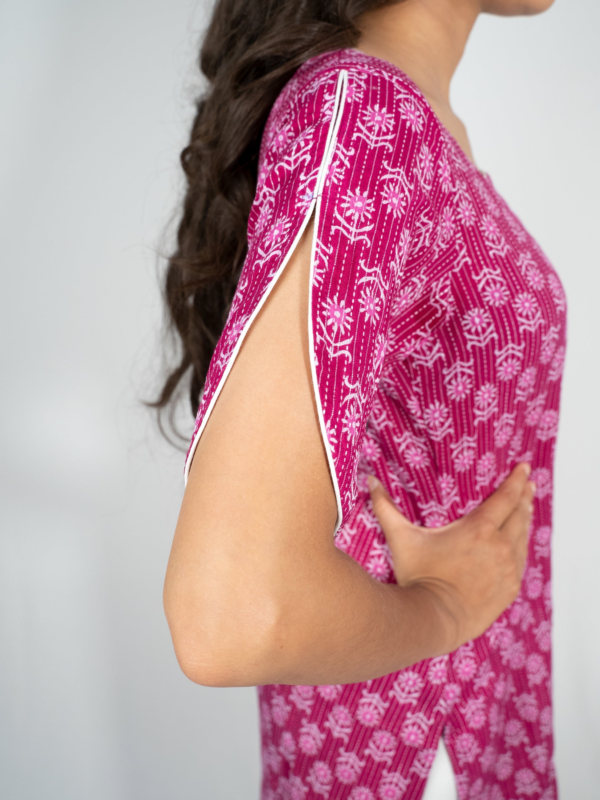 Pink casual fit kurti