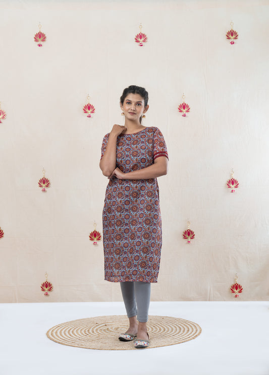 All over printed chanderi kurta