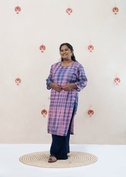 Pink tie-dye kurta
