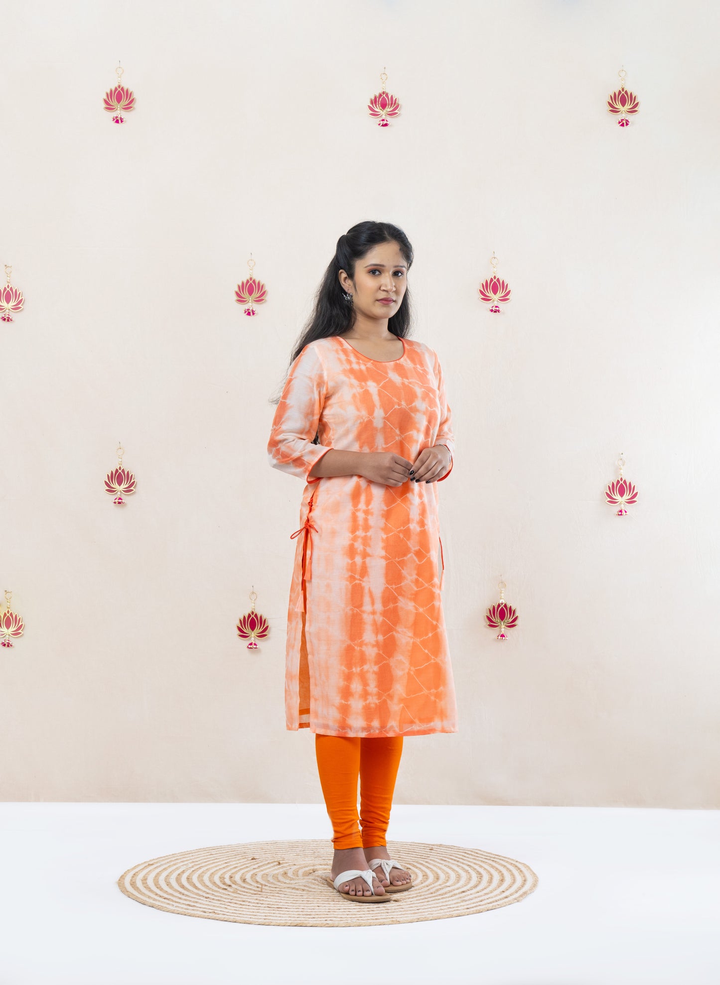 Orange tie and dye kurta