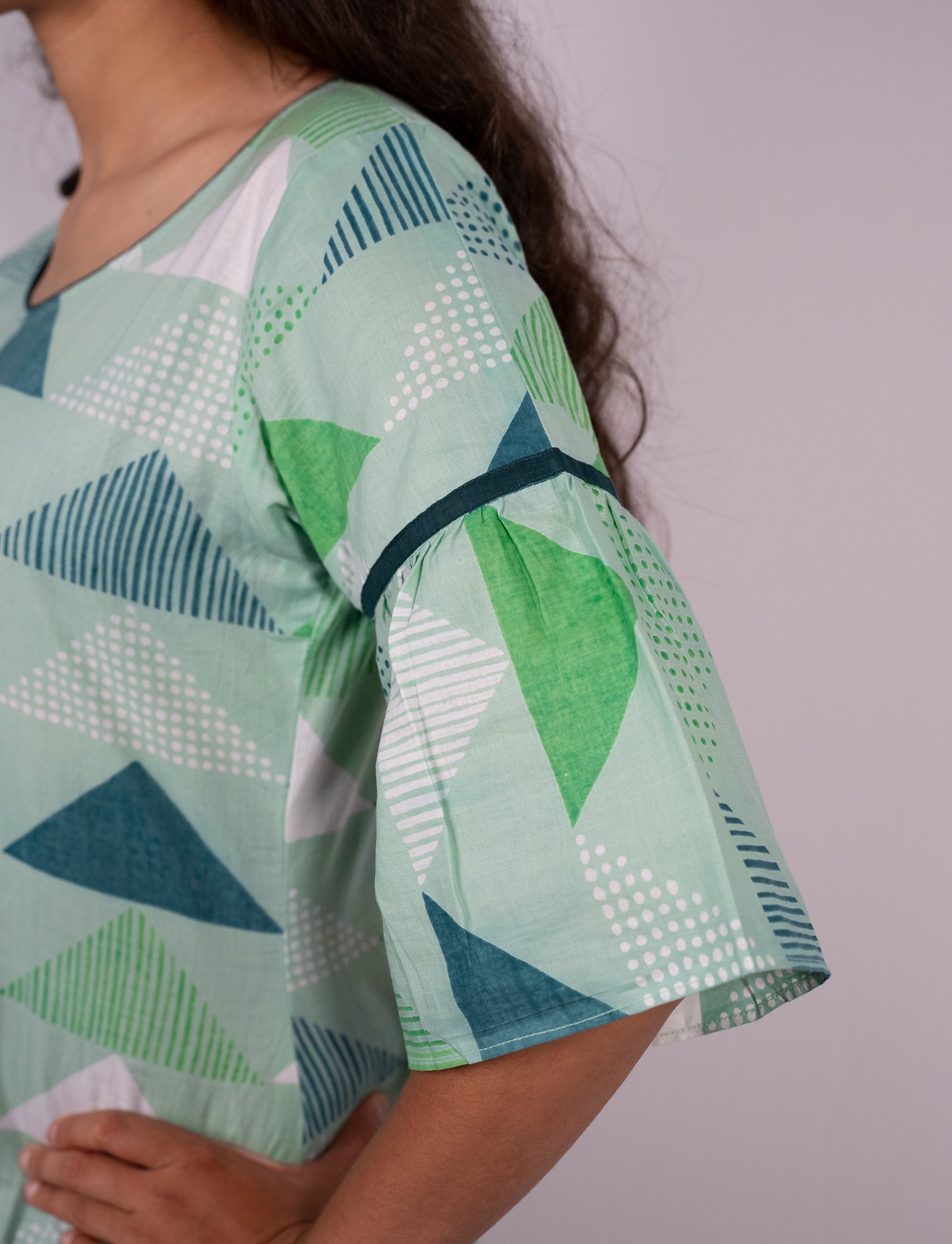 geometric print cotton casual kneelength dress