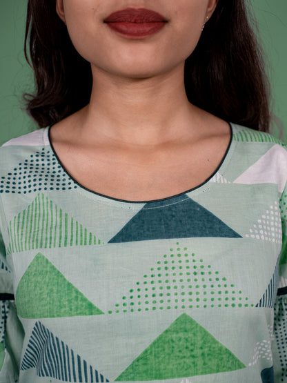 geometric print cotton casual kneelength dress