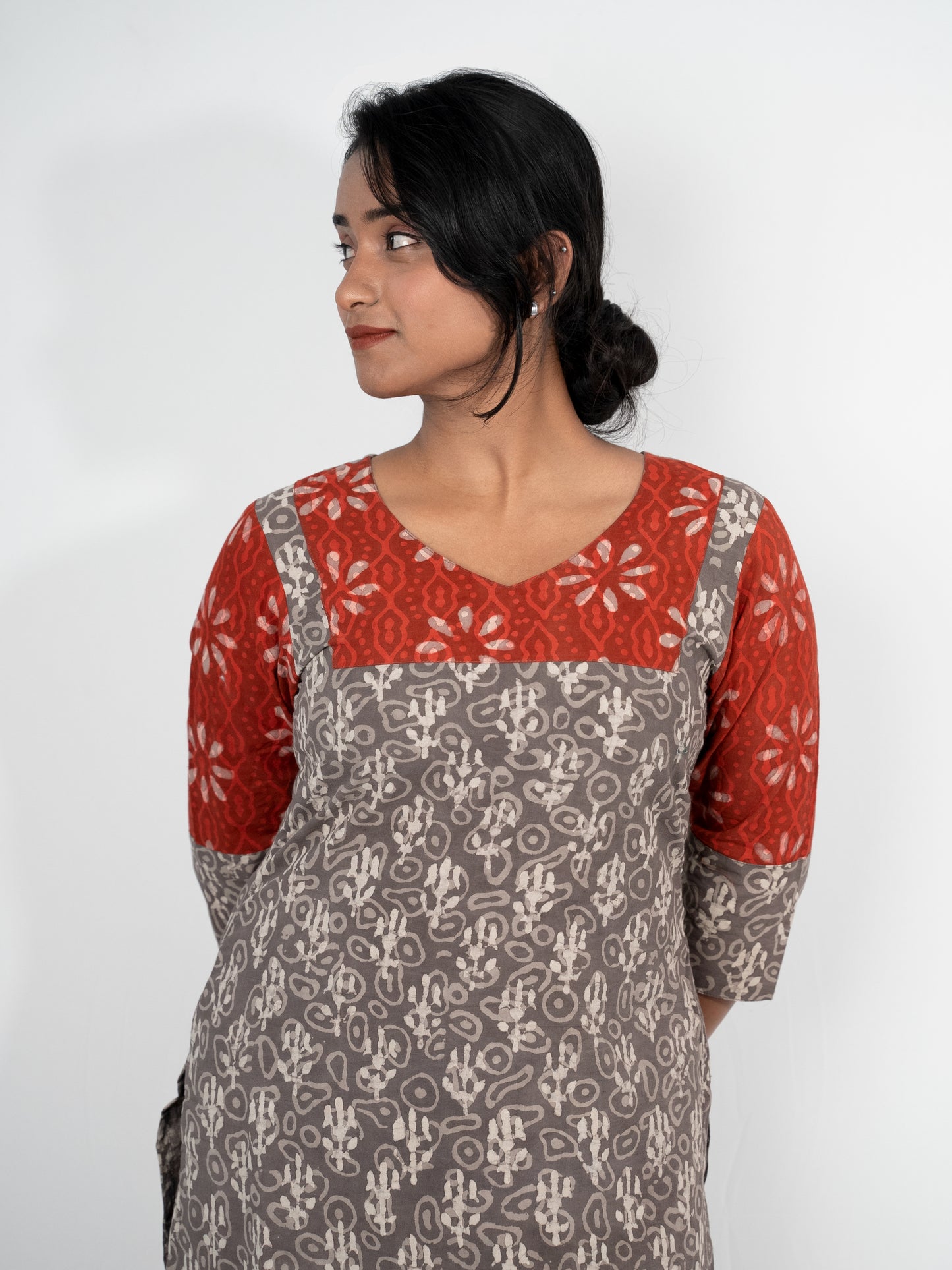 Brown batik cotton kurta 